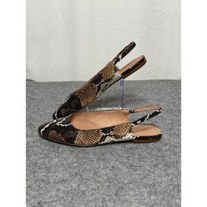 Madewell Margot Slingback Flats Shoes Snake Print Leather Women Size 7